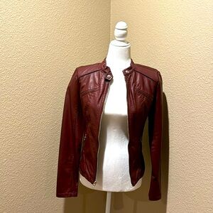 Burgundy leather jacket by GUESS. Perfect condition